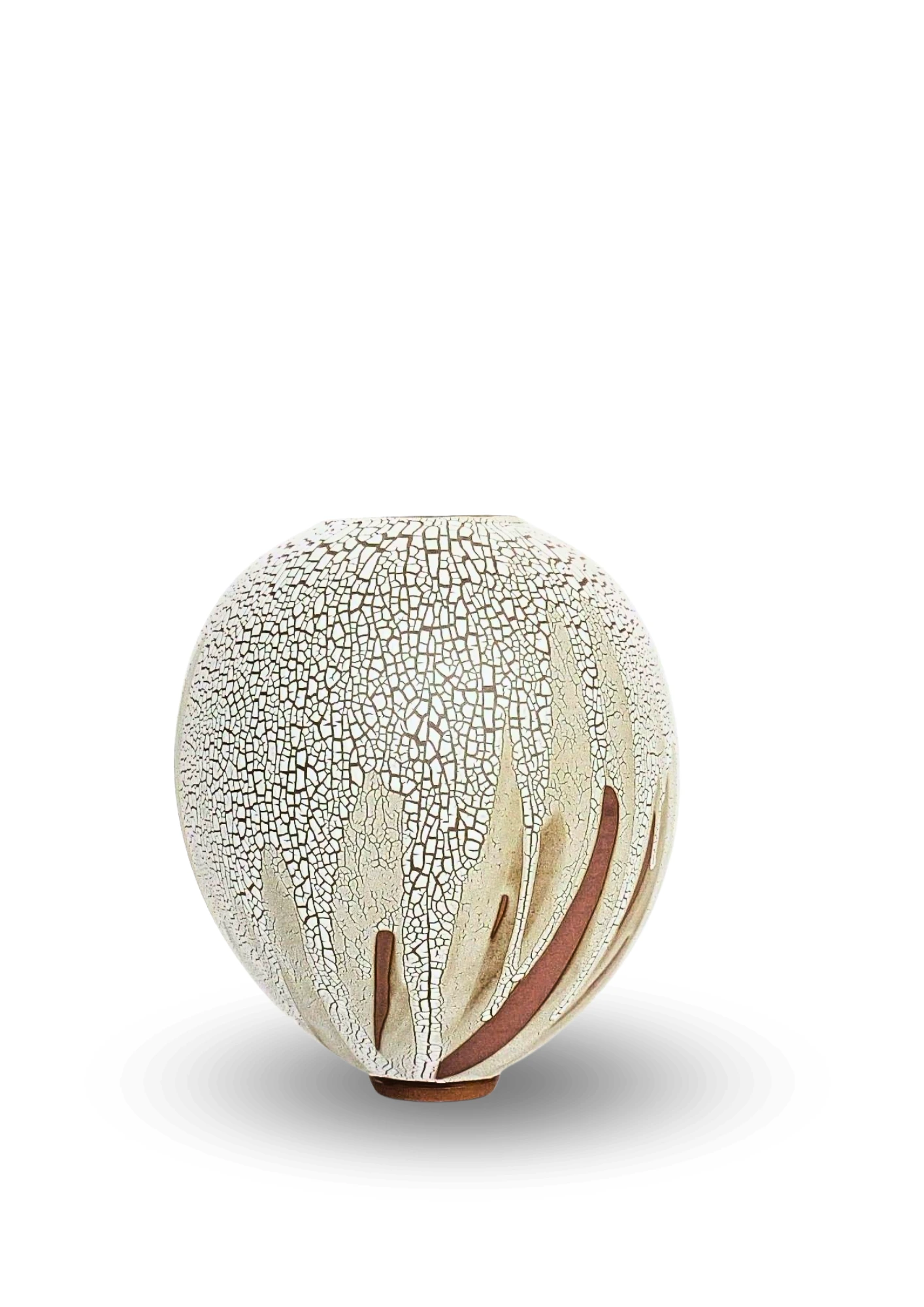 Contemporary handcrafted ceramic vase with white crackle texture, a unique design piece inspired by nature