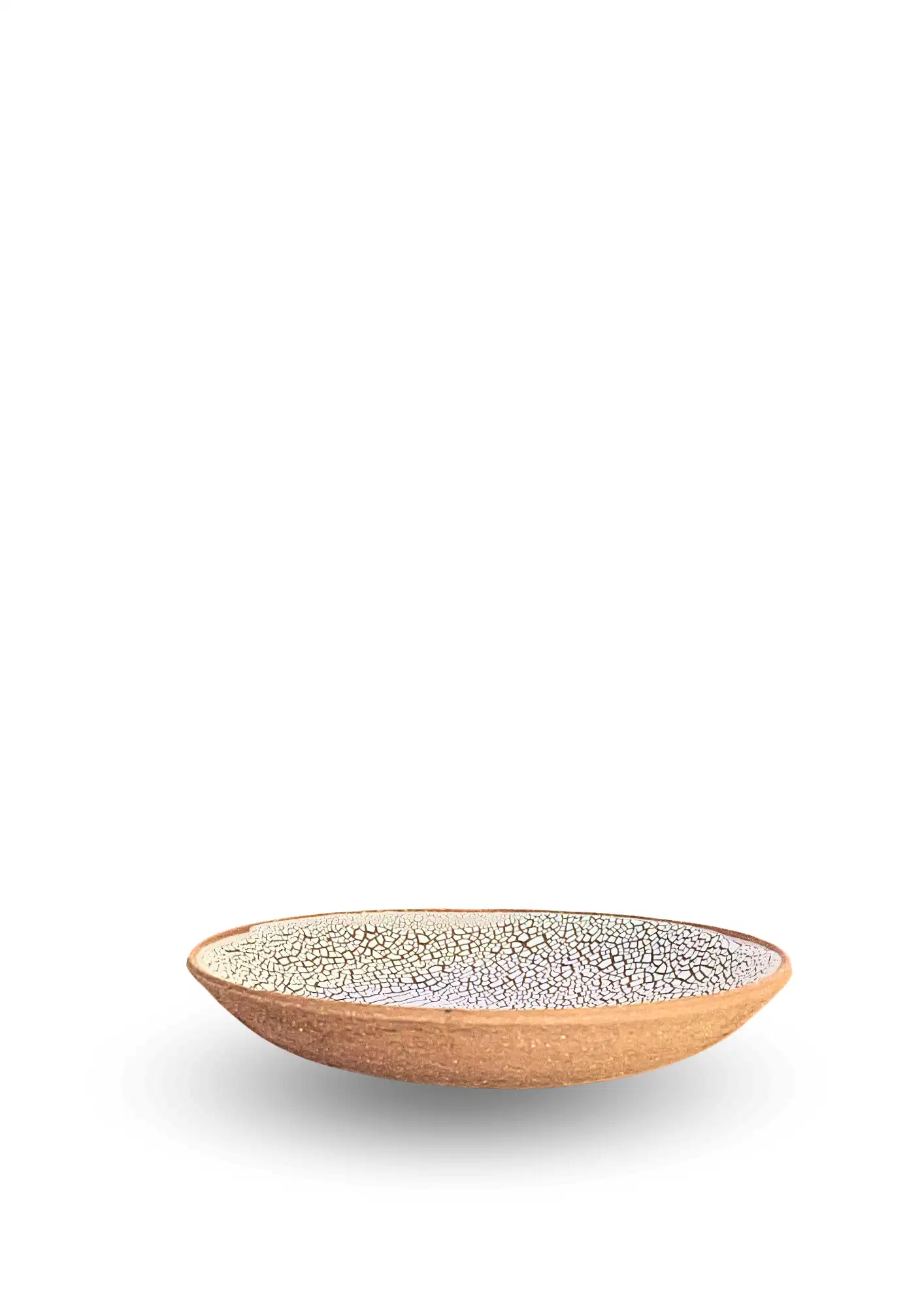 Coupe contemporaine en céramique à émail blanc craquelé, vue de profil Karen Swami