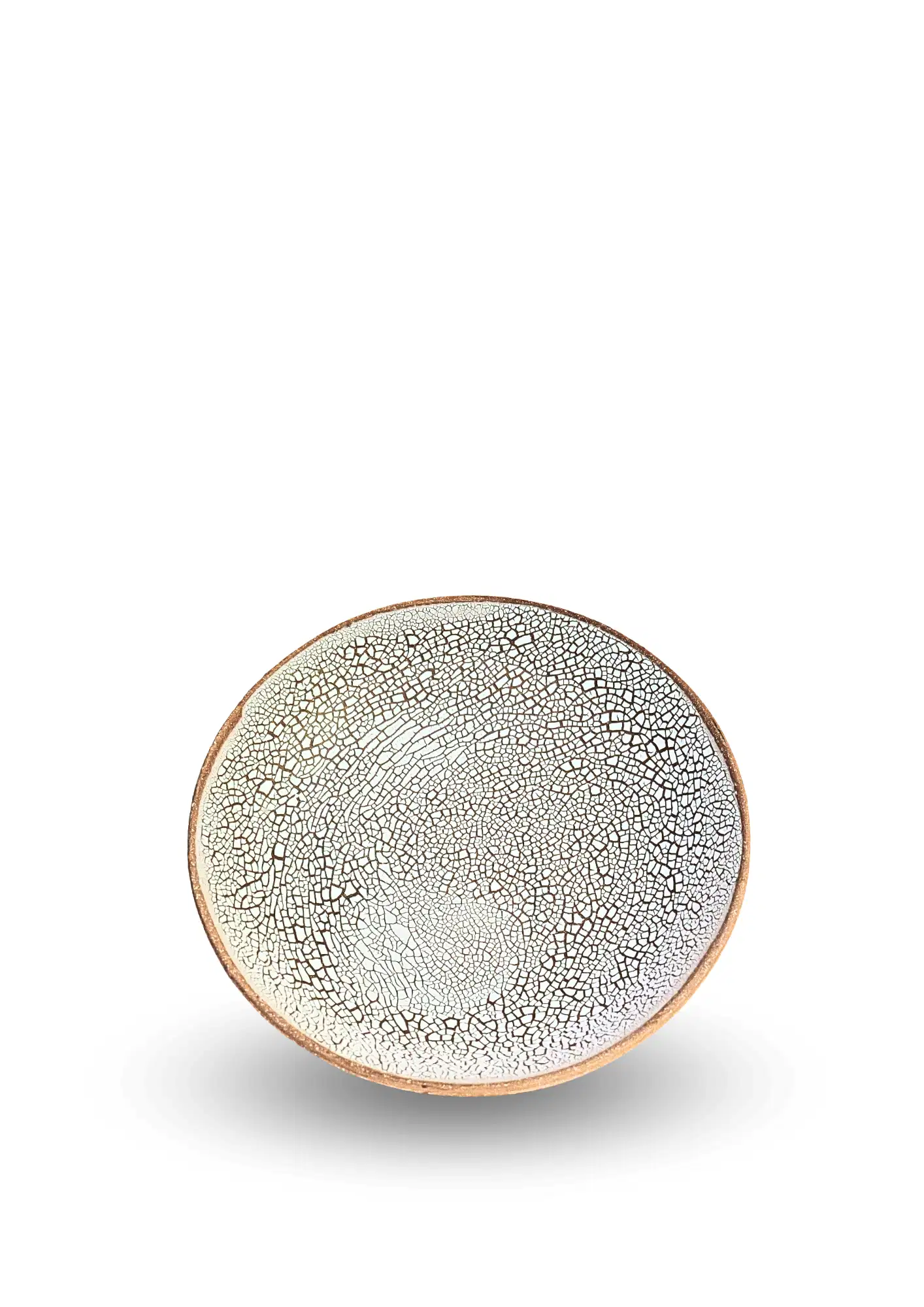 Coupe artisanale en céramique avec intérieur blanc à émail craquelé, Karen Swami