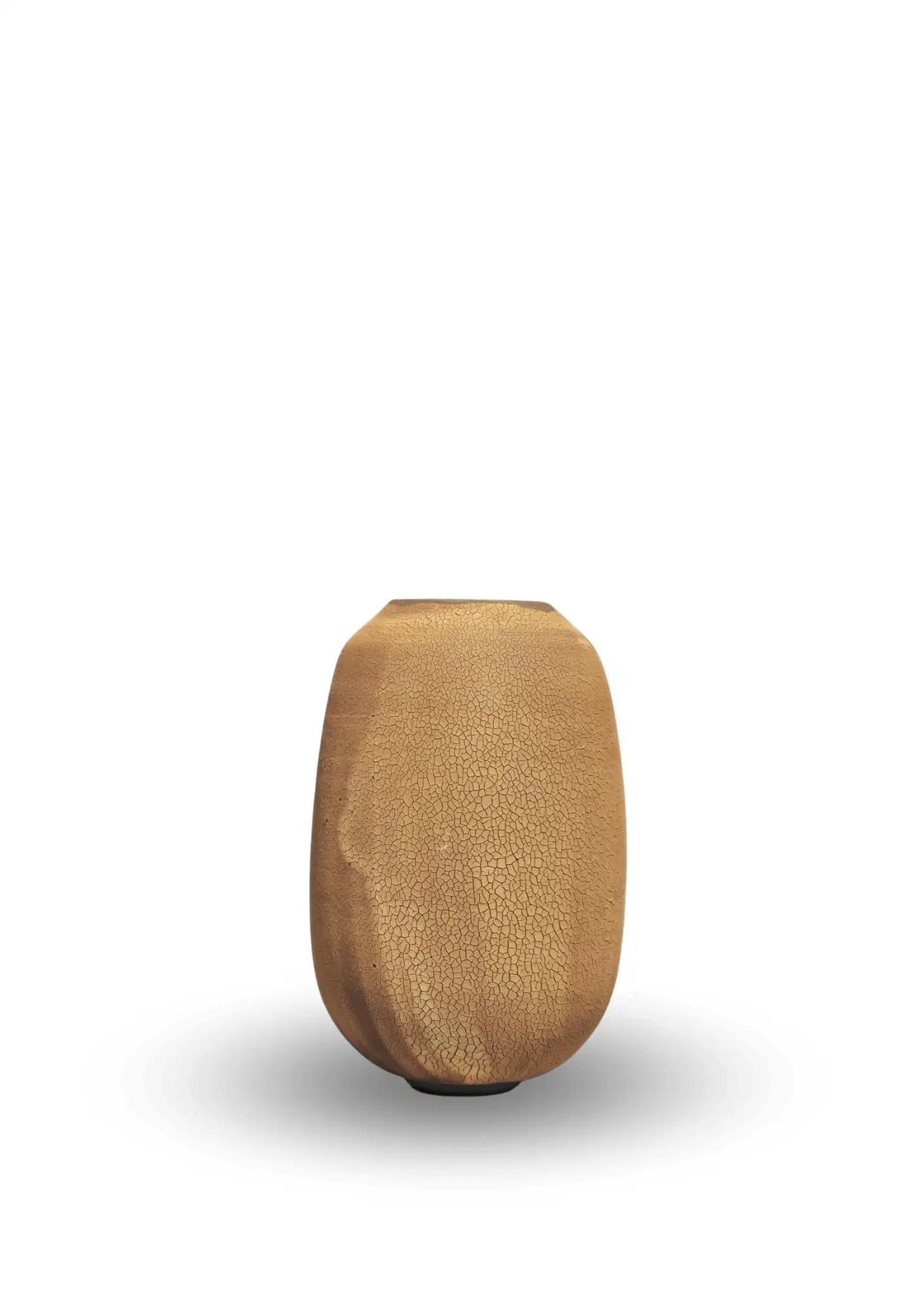 Vase en céramique contemporaine de Karen Swami, finition bronze patinée et surface finement craquelée, pièce unique.